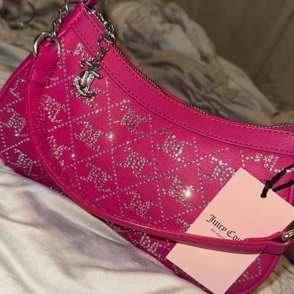 NWT Juicy Couture Medium Bling Hot Pink Purse - Picture 4 of 6